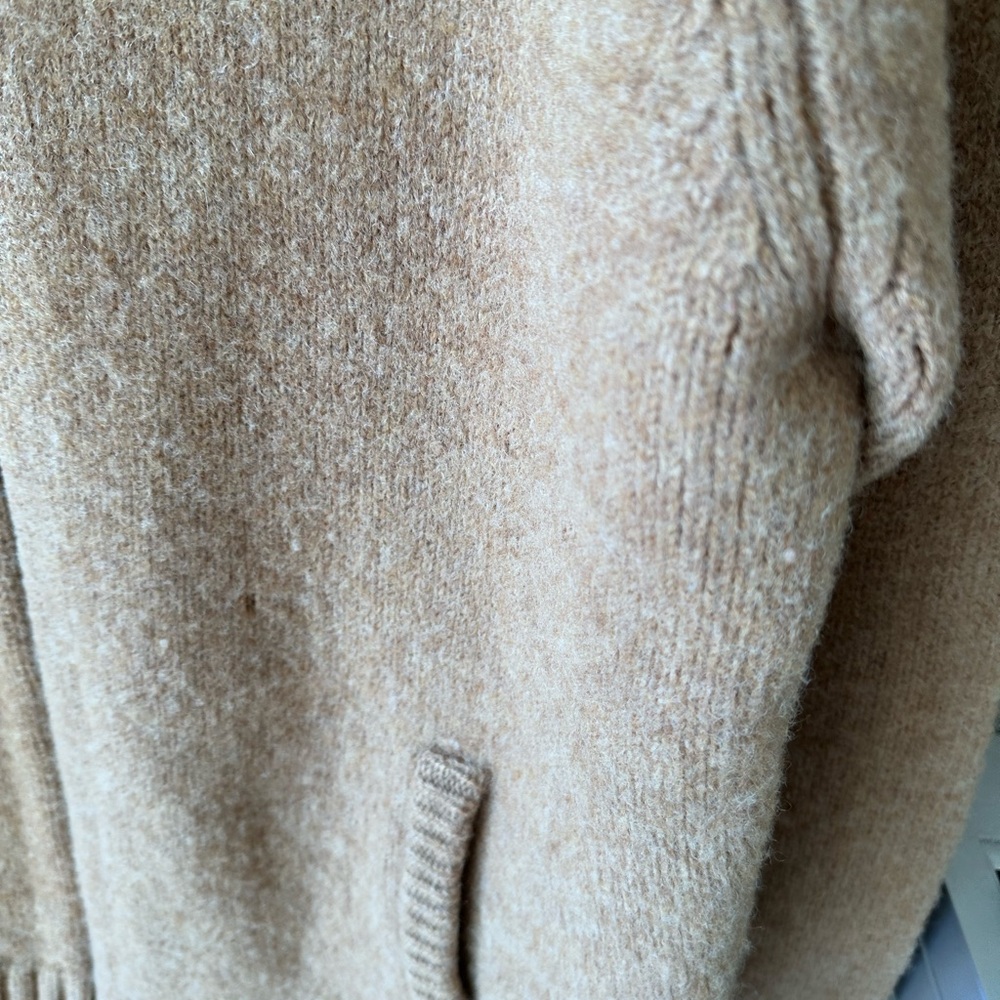 Vintage L.L.Bean Tan Shetland Wool Zip Sweater Men’s XL Distressed - Picture 4 of 11